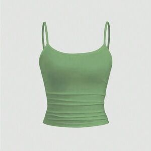 Green Ruched Crop Camisole